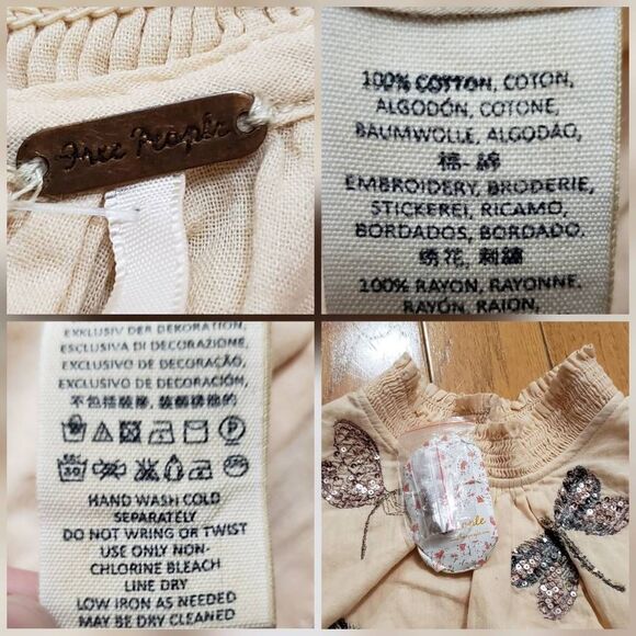 🩵NWT Free People Peach "The Garden" Dragonfly Sequin Sleeveless Top Medium - Picture 11 of 12